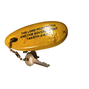 Vintage Skimaster Rubber Floating Keychain Rusty Worn Religious